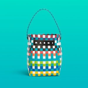MARNI MARKET POD BASKET BAG IN MULTICOLOR WOVEN MATERIAL